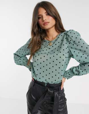 green polka dot blouse