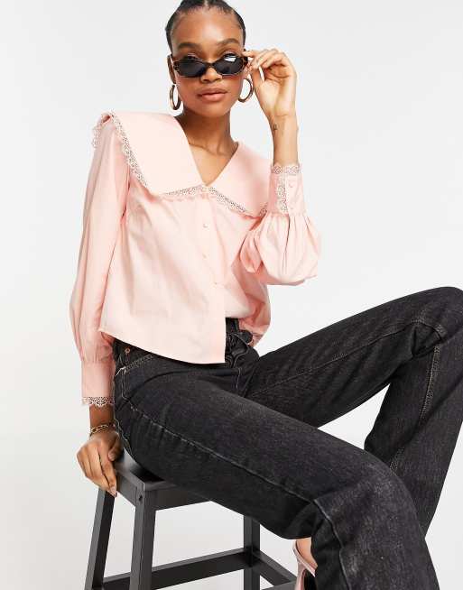 Y.A.S – Bluse in Blassrosa mit Kragendetail
