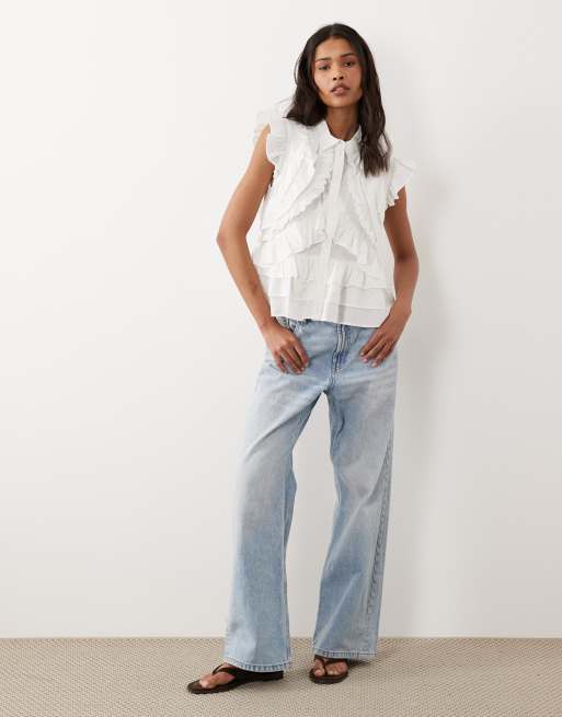 YAS – Bluse in Weiß mit auffälligen Rüschen, 3 von 4