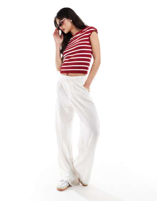 トップス yas Y.A.S boat neck knit top in red and white stripe | ASOS