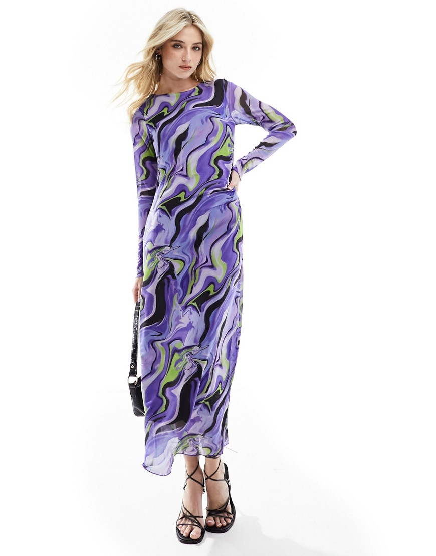 Y.a.s. Bodycon Midi Dress In Purple Swirl Print