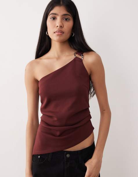 YAS - Bordeaux oneshoulder-top med metaldetalje - view 1