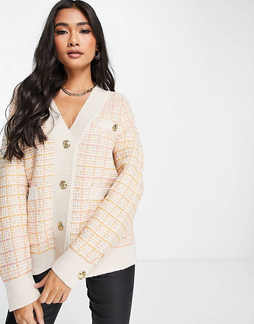 Y.A.S boucle cardigan in pastel pink