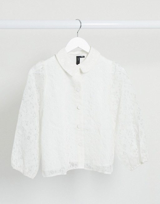 Y.A.S boxy lace shirt in white