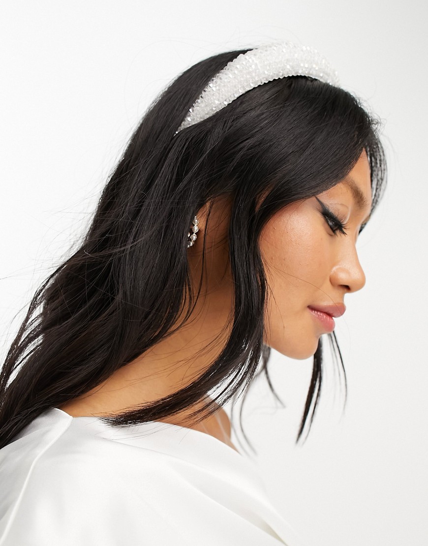 Y.A.S Bridal all over crystal headband in white