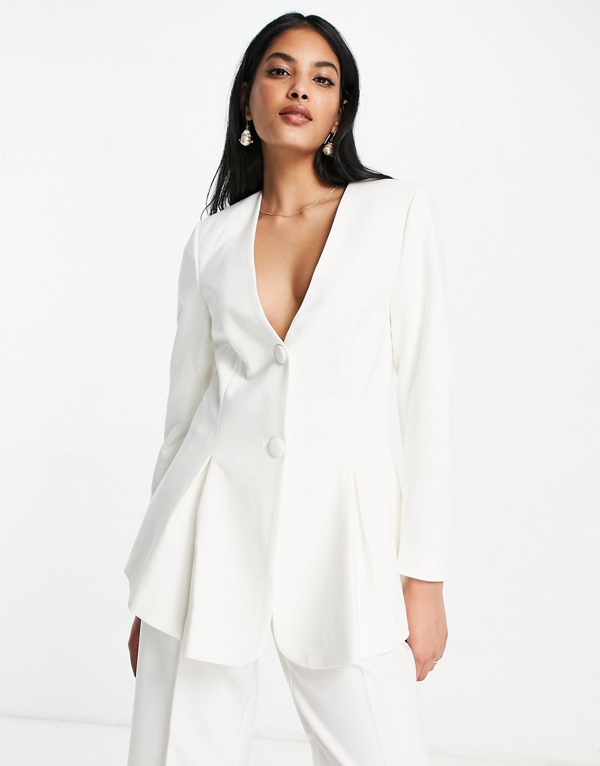 Y. A.S Bridal blazer with open back detail co-ord in white