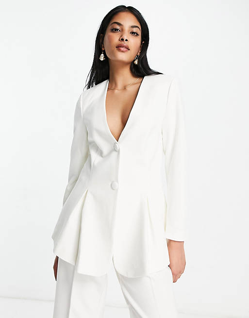 Y.A.S Bridal blazer with open back detail in white (part of a set) 