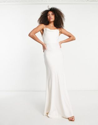 Y.A.S Bridal blend satin cami maxi dress in white