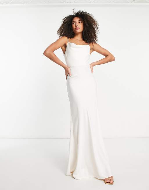 Y.A.S Bridal blend satin cami maxi dress in white | ASOS