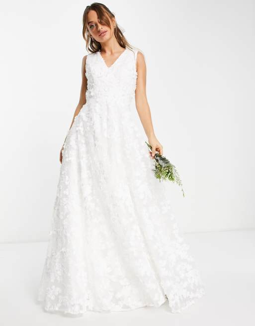 Y.A.S Bridal embellished wedding dress with full skirt in white | ASOS