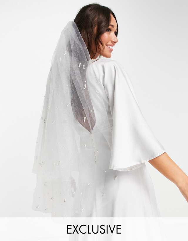 Y.A.S Bridal Exclusive embellished veil in white