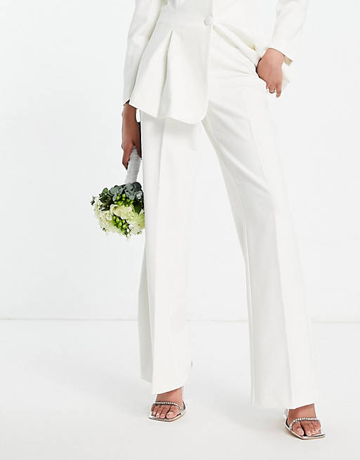  YAS bridal high waisted wide leg co -ord trouser in white 