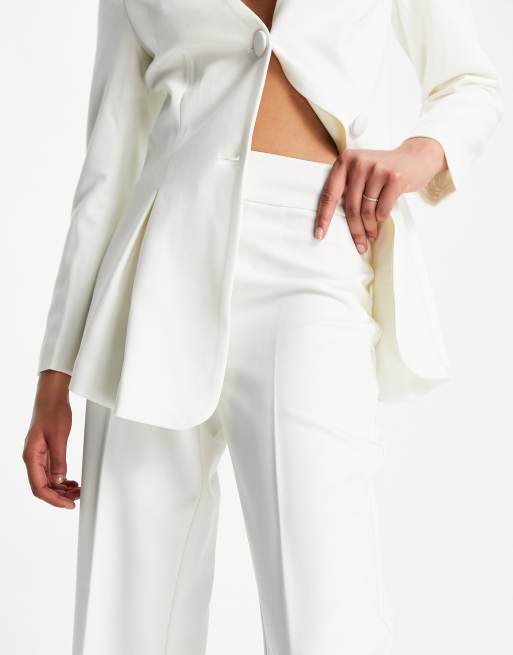 Y.A.S bridal high waisted wide leg pants in white (part of a set) , 3 of 4