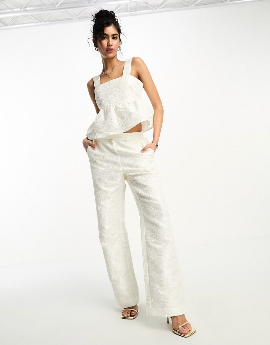Y.A.S Bridal jacquard pants in white - part of a set