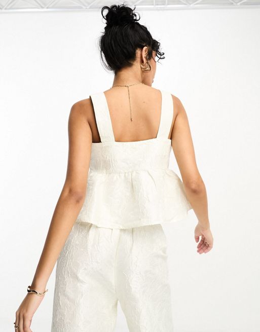 Y.A.S Bridal jacquard peplum top in white - part of a set | ASOS