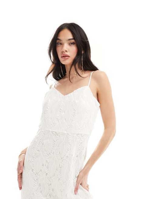 knee length dresses for ladies Tahlia Midi Dress - White Lace main image 1