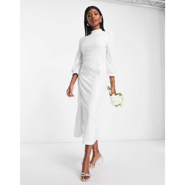 White long sleeve hot sale midi