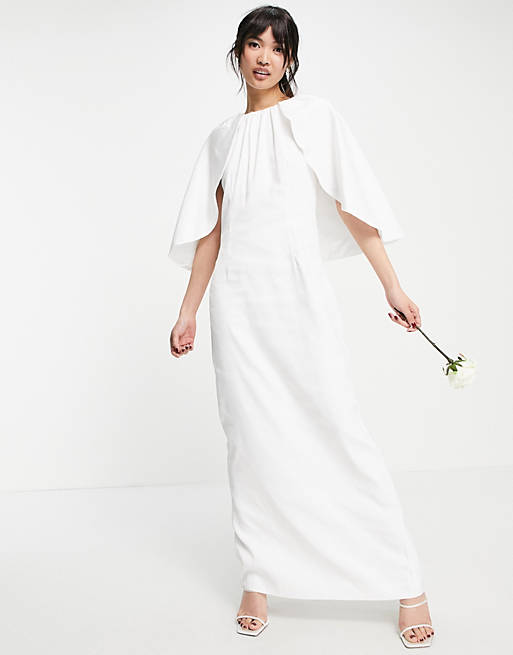 Y.A.S Bridal maxi dress with cape detail in white