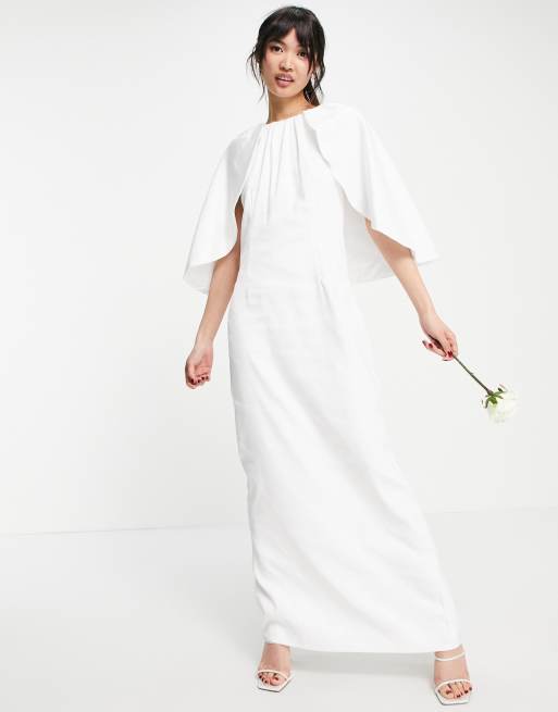 White cape 2025 maxi dress