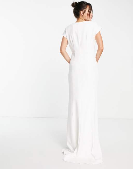 Y.A.S Bridal maxi dress with empire line waist and cut out front in white