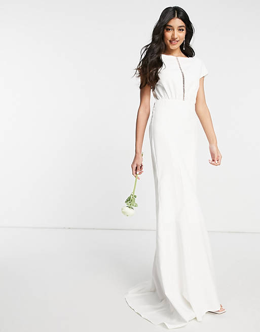 Y.A.S Bridal maxi dress with empire line waist and cut out front in white