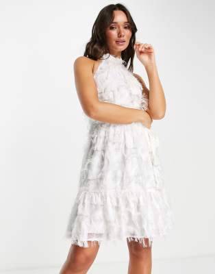 Buy Y. A.S Bridal mini 3D halter neck dress in white- find codes and free  shipping