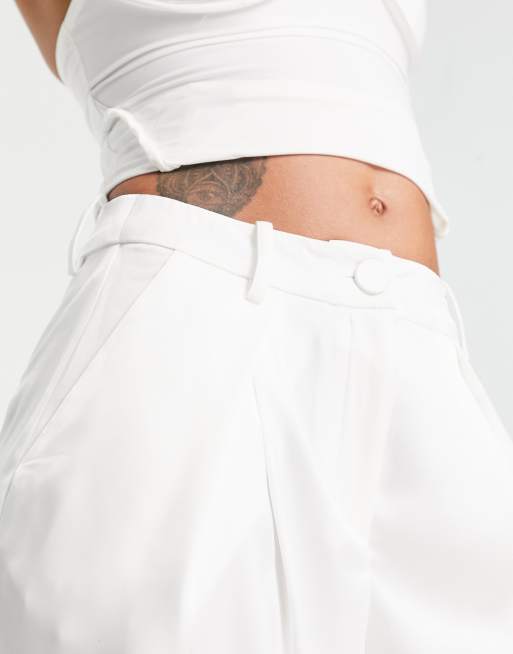 Y.A.S Bridal satin wide leg pants in white (Part of a set) , 3 of 4