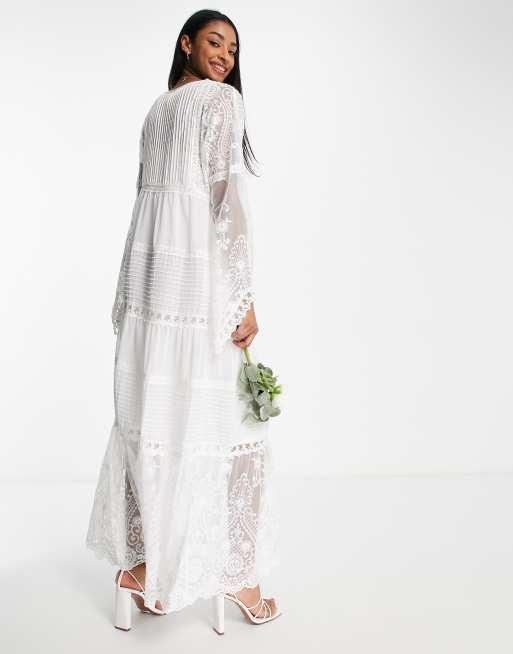 Sheer embroidered maxi dress sale