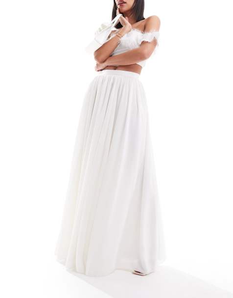 YAS Bridal tuelle maxi skirt in white - WHITE - view 1