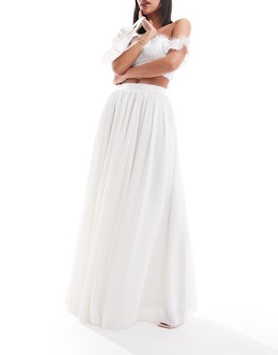 Y.A.S Bridal tuelle maxi skirt in white