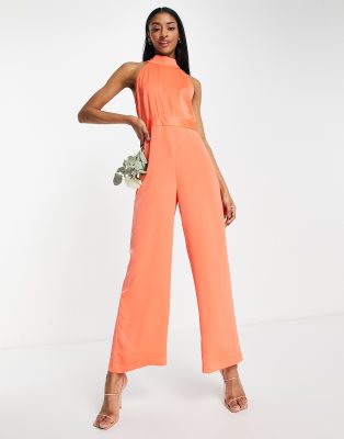 Y.A.S - Bridesmaid - Neckholder-Jumpsuit in leuchtendem Orange