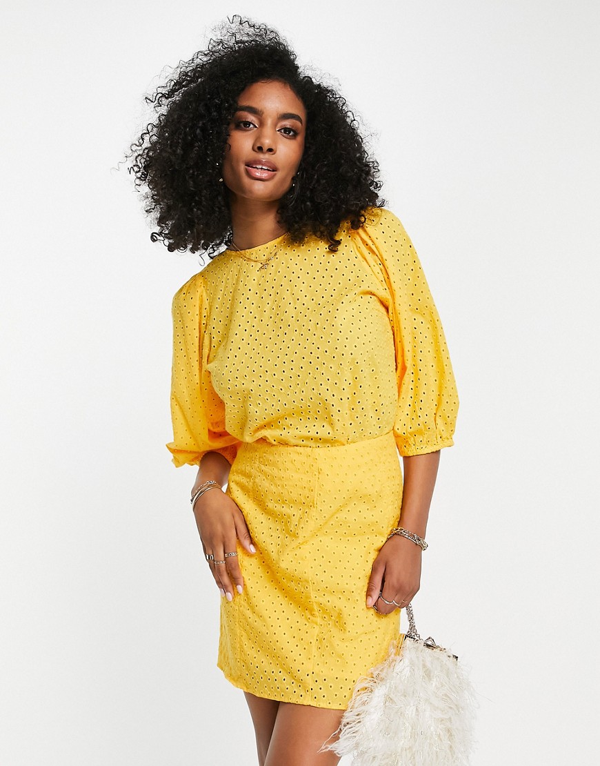 Y. A.S broderie co-ord top in yellow