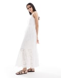 [YAS] YAS broderie maxi cami dress in white XS WHITE