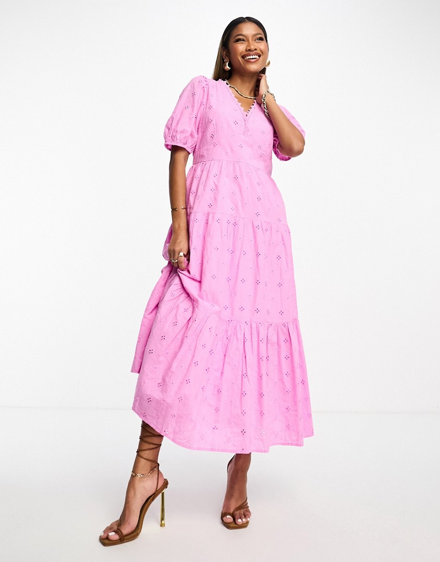 Y. A.S broderie maxi dress in pink