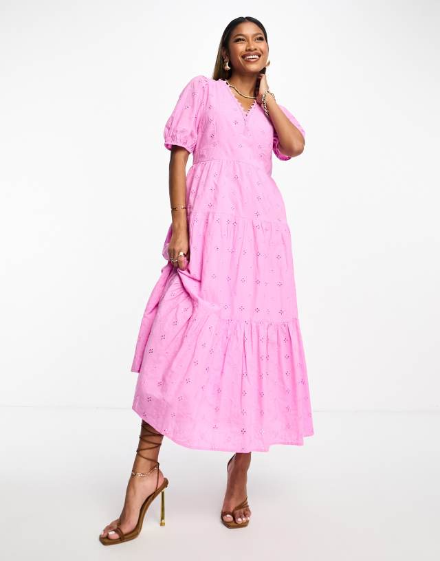 Y.A.S - broderie maxi dress in pink