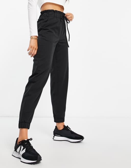 Y.A.S - Broek met trekkoord in de taille en boorden in zwart