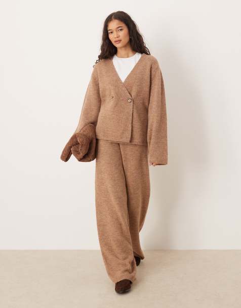 YAS - Broek met wijde pijpen in lichtbruin, deel van co-ord set - view 1