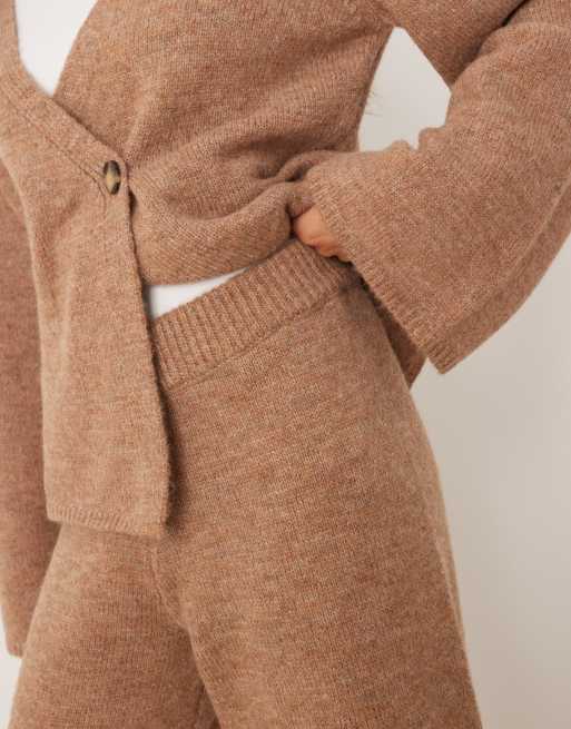 YAS - Broek met wijde pijpen in lichtbruin, deel van co-ord set, 4 van 5