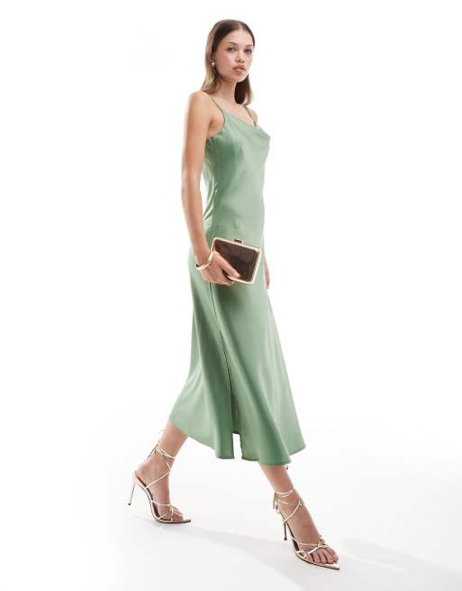 YAS - Brudepiger - Grøn cami-maxikjole i satin