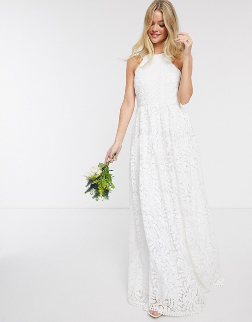 Beste Y.A.S - Bruiloft - Lange jurk van kant met insnijdingen in wit | ASOS JY-55