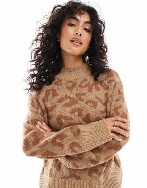 YAS - Brun trøje med tonet leopardprint i strik - Del af sæt - view 1