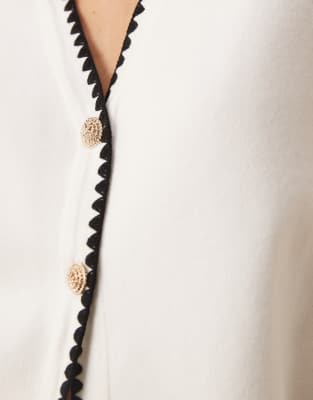 Y.a.s. Button Front Knit Vest With Contrast Stitch Detail In White