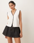 [YAS] YAS button front knitted waistcoat with contrast stitch detail in white S Star white