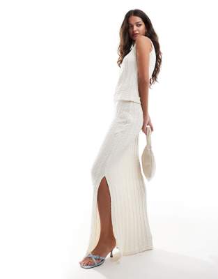 Y.a.s. Cable Knit Maxi Skirt In White
