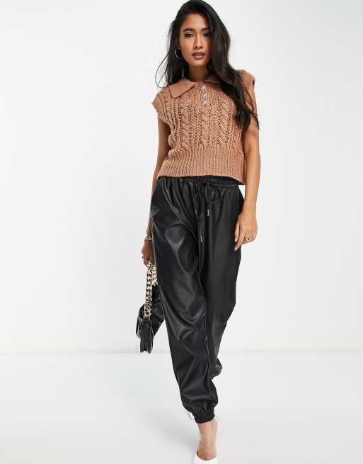 Y.A.S cable knitted vest in brown , 3 of 4