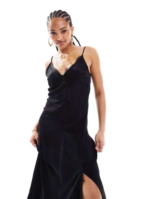 Y.A.S cami dress with lace detail in black 