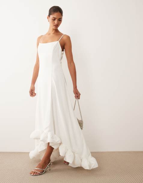 YAS cami maxi dress with exaggerated bubble hem in gardenia white - view 1