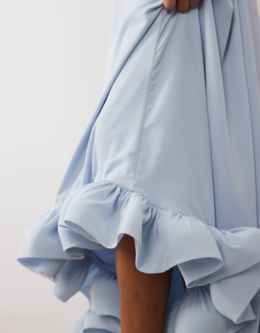 YAS cami maxi dress with exaggerated bubble hem in pale blue, 2 of 4