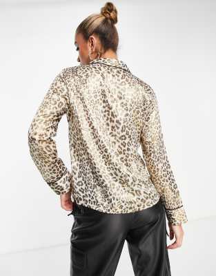 Camicia in raso leopardato in coordinato-Multicolore - Y.A.S Camicia donna  - immagine3