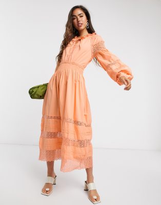 orange smock dress